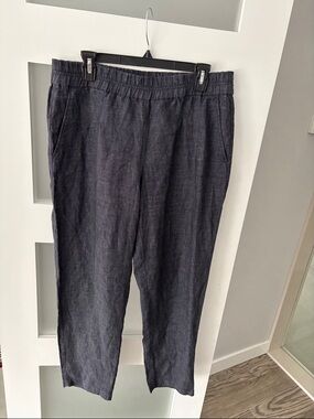 Eileen Fisher women linen Elastic-Waist dark mavy